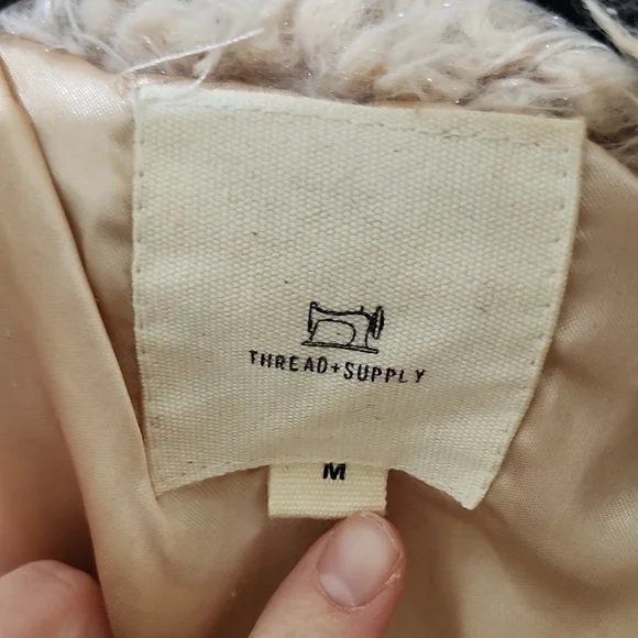 Thread & Supply Gold Cream Teddy Jacket Oversized Fuzzy - Picture 2 of 11